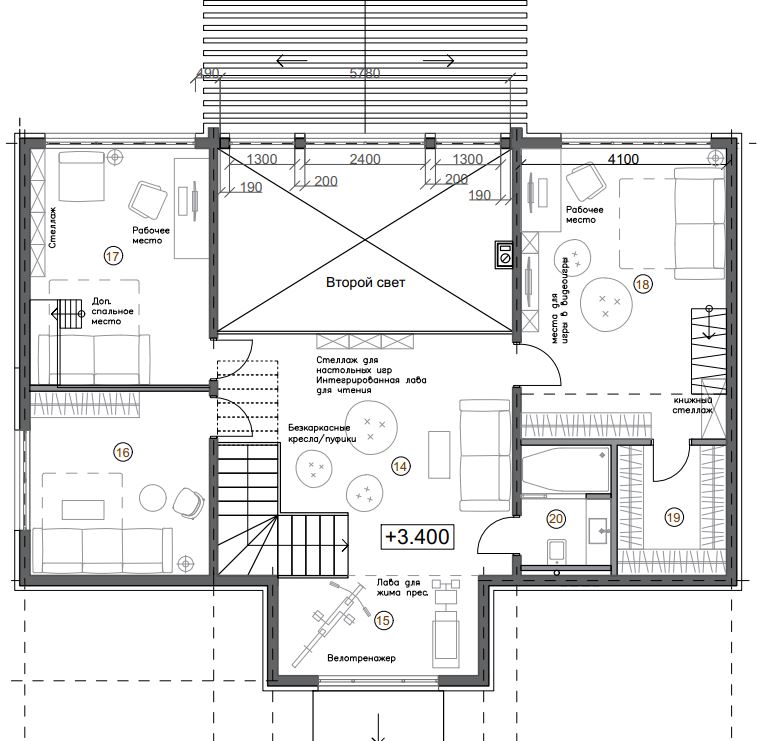 Планировка дома из сип-панелей - 2 этаж