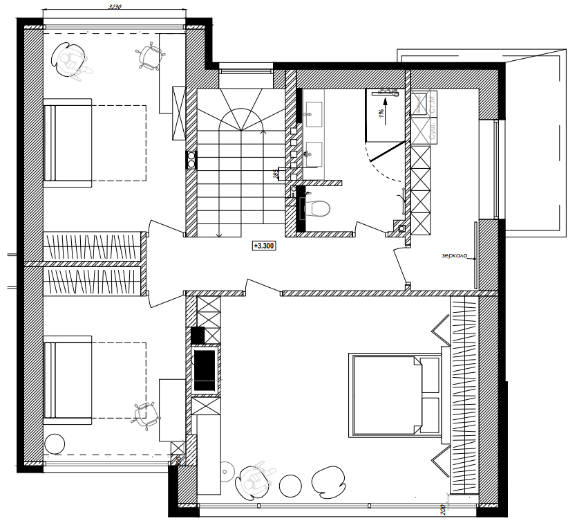 План второго этажа в доме в селе Стоянка - FoxProject