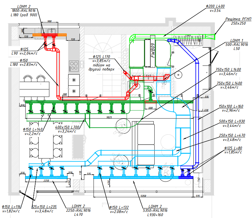Проект вентиляции и кондиционирование 1 этажа - FoxProject