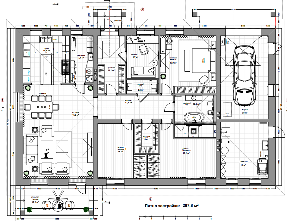 План одноэтажного дома - Foxproject