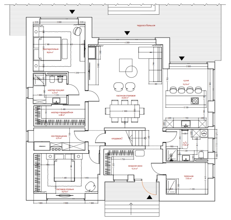 План розміщення меблів на першому поверсі - Кийлів - Фокспроджект