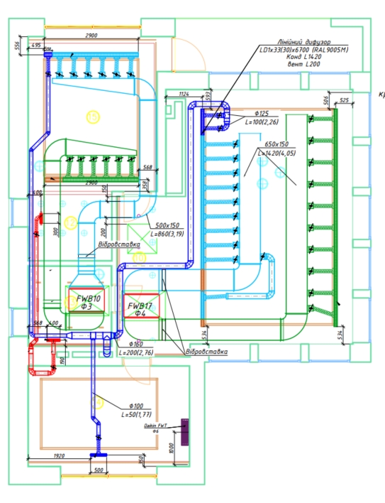 Проект вентиляції та кондиціювання приватного будинку - 2 поверх